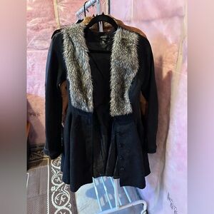 Stylish Black Faux Fur Women's Coat